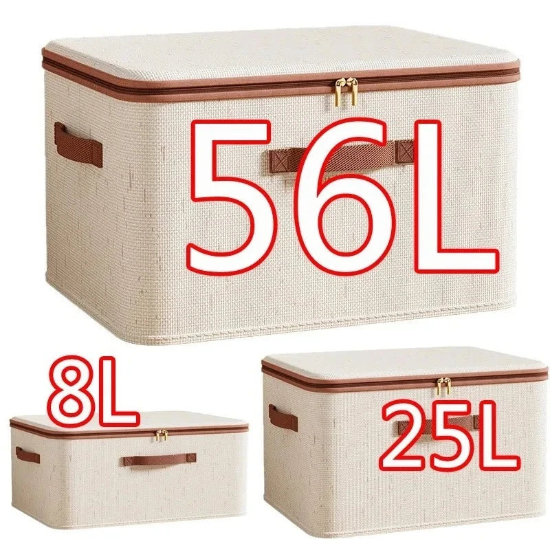 1pc Large Heavy-duty Storage Box with Lid, Hard Shell Fabric Closet Organizer Container for Clothes Blankets Toys Home Organizer Oasis Select