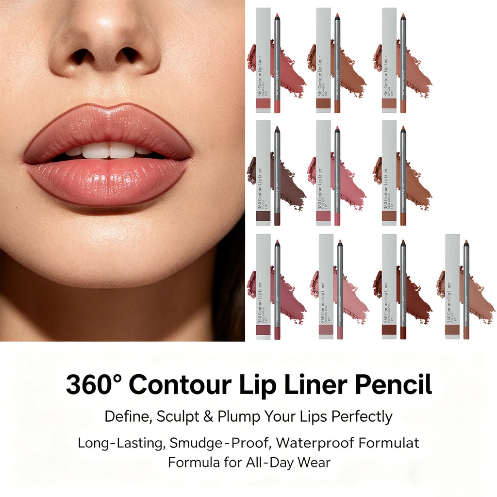 10-Colors Lip Liner Waterproof Lip Liner Pencil Long Lasting Defines Lip Contour Natural Fuller Plumper Lip Contour Makeup Oasis Select