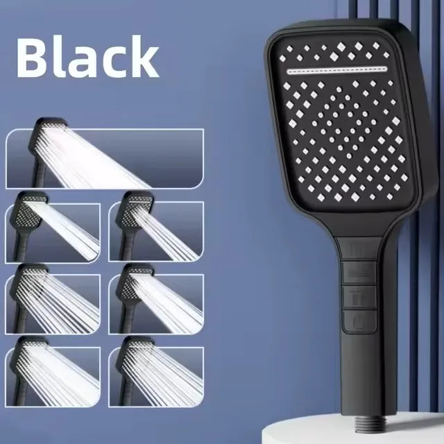 Large Shower Head 7 Modes Adjustable Shower Head Bathroom High-pressure Water-saving Shower Mixer Nozzles Bathroom Accessories Oasis Select Black Shower