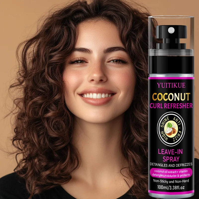 YUITIKUE Coconut Curl Refresher Spray – Detangle & Defrizz