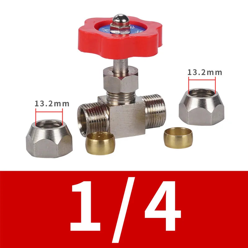 Pneumatic Copper Tube Needle Globe Valve Metal High Pressure 6 8 10 12mm Inner Diameter 1/8 1/4 "plastic Handle Nickel Plated Oasis Select ZXF Inner 2 points
