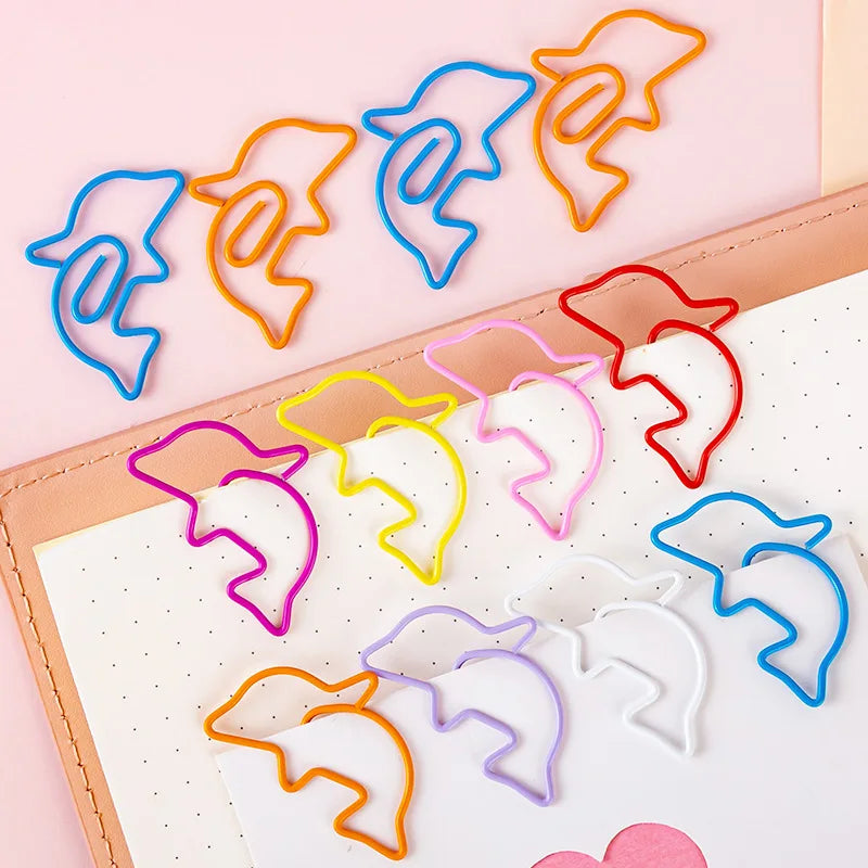 30pcs Colorful Dolphin Bookmark Paper Clips Cute Animal School Office Supply Metal Gift Stationery Decorative Photo Lovely Oasis Select