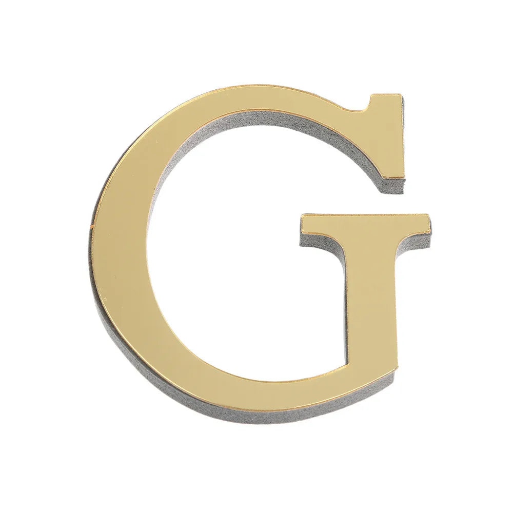 3D Mirror Acrylic Letter Wall Sticker | DIY Gold Alphabet Decal