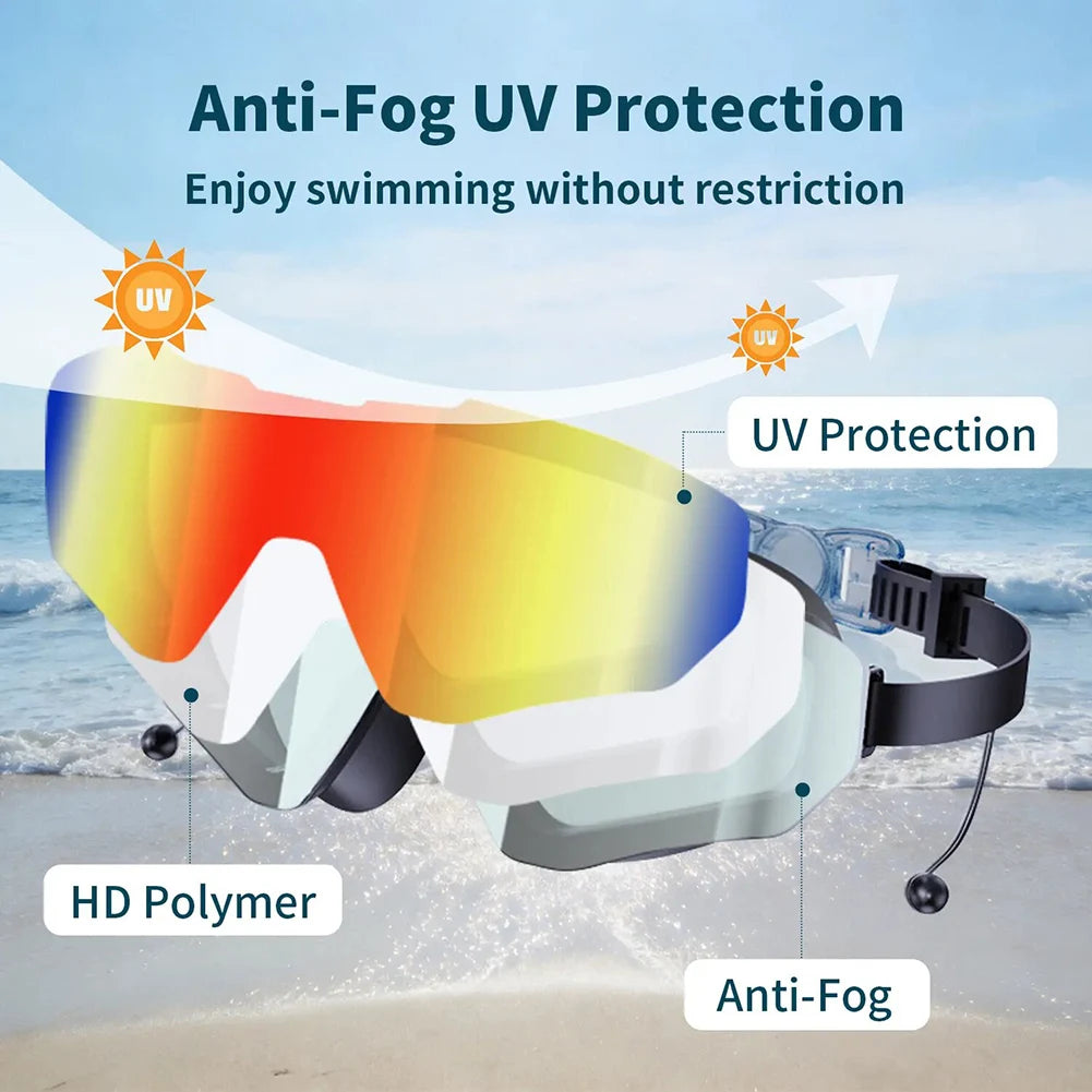 Mirrored Anti-Fog Swim Goggles | Wide View Large Frame & Earplugs Swim Goggles Oasis Select