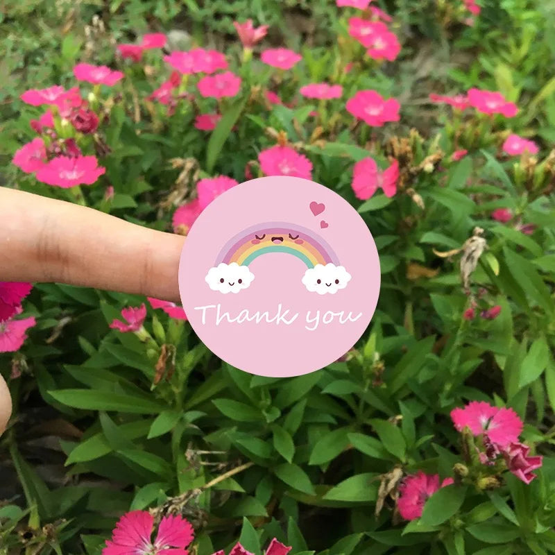 500 PCs/roll 1 inch Cute Rainbow Thank You Stickers for Gift Wrap, Envelope Closure, Small Business Office Supplies, Diy Decor Oasis Select