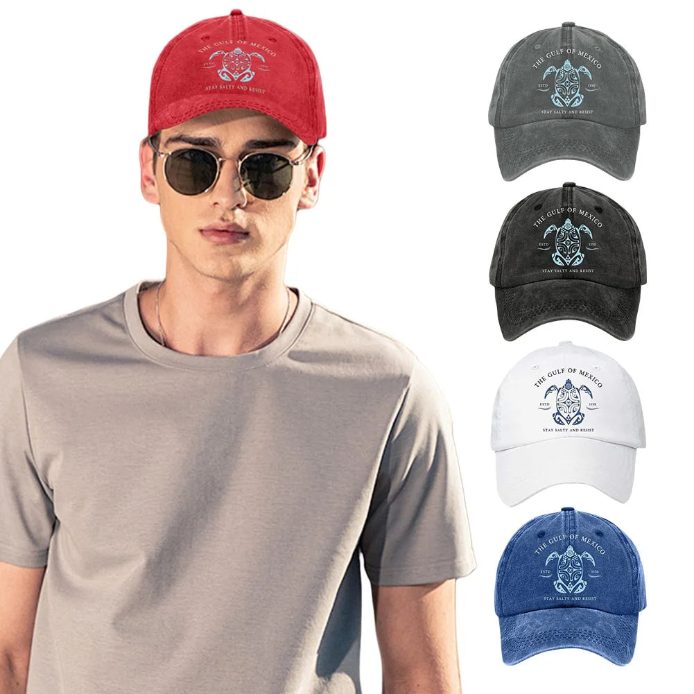 Washed Cotton Baseball Cap Retro Golf Dad Hat Adjustable Trucker Hat Plain Cap Outdoor Sports Sun Hat for Men Women Unisex Oasis Select