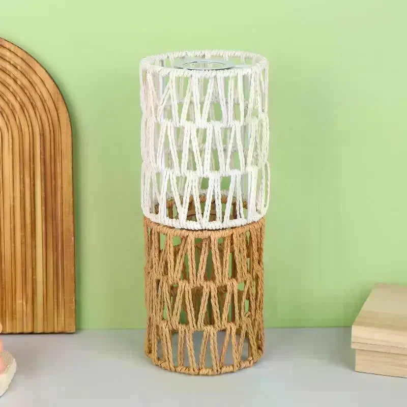 Garden Decor with Handcrafted Boho Woven Paper Rope Rattan Lampshade Oasis Select