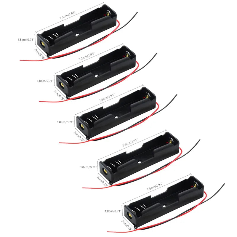 1/5pcs Black Plastic AA LR6 HR6 Battery Storage Case Clip Holder Container 1X 4X 18650 Battery Storage Box Case Wire Lead Pin Aa Oasis Select 1X-5pcs