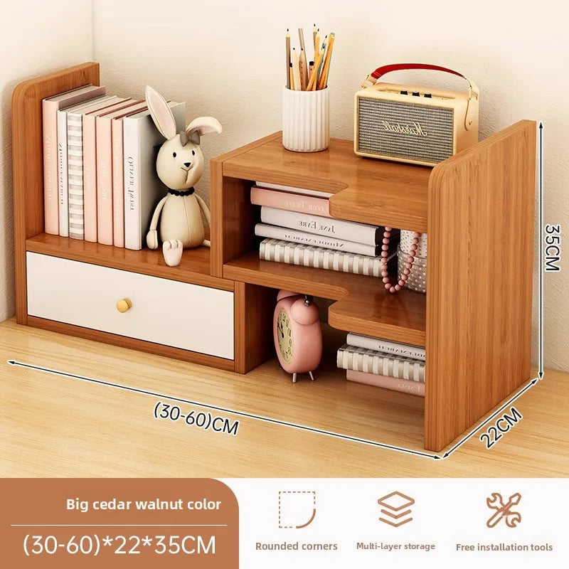 Desktop bookshelf storage shelf office storage shelf simple desk multi-layer telescopic shelf home desk small bookcase Oasis Select 16