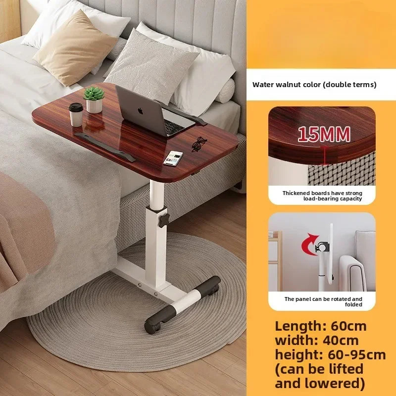 Multi-functional Household Goods Bedside Table Sofa Side Desk Bedroom Removable Lift Lazy Computer Desk Office Small Table Oasis Select 2-Water walnut