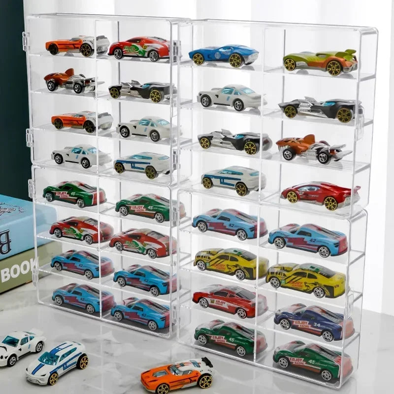 Acrylic Car Display Box 1:64 For Hot Wheels Car Model Toy 8 Grid Cabinet Rack Dustproof Stackable Car Storage Boxes Transparent Oasis Select