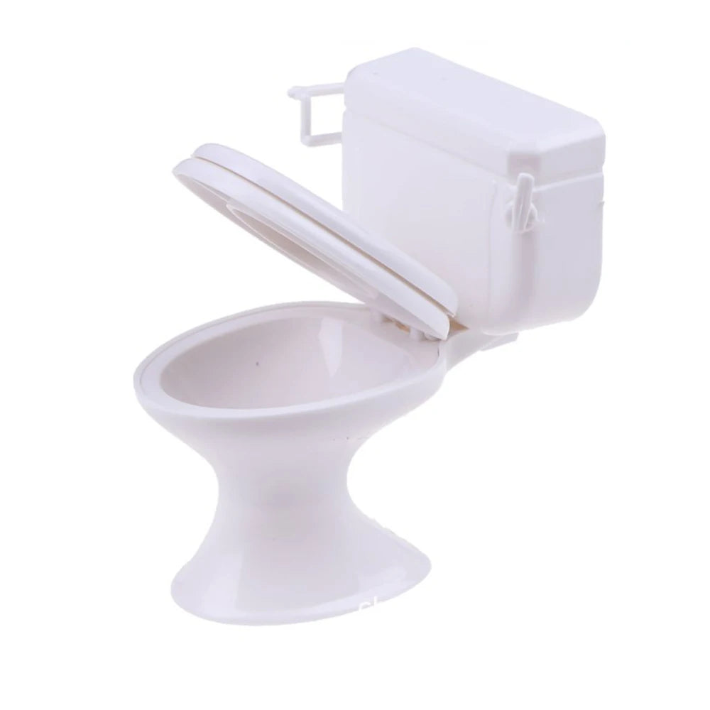 1:12 Scale Miniature White Toilet – Dollhouse Bathroom Furniture, Plastic Tiny Toilet For Fairy Garden Paths，Micro Landscapes Oasis Select WHITE