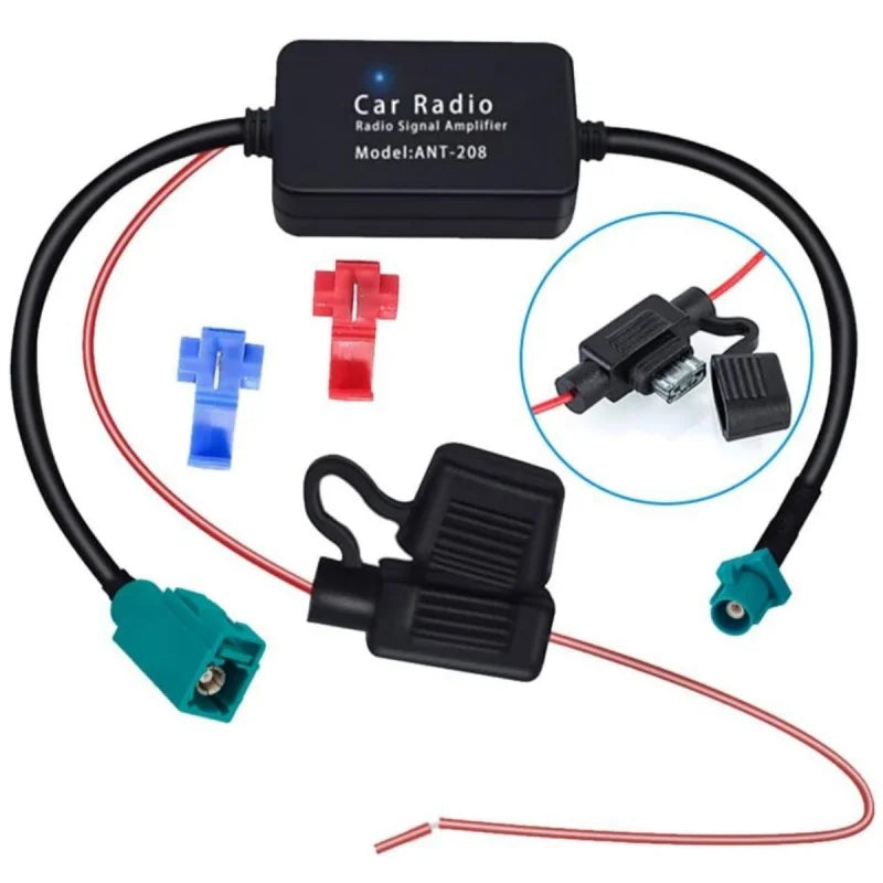 3-in-1 Car Radio Antenna Signal Booster FM AM DAB Antenna Amplifier for Cars New Oasis Select Red