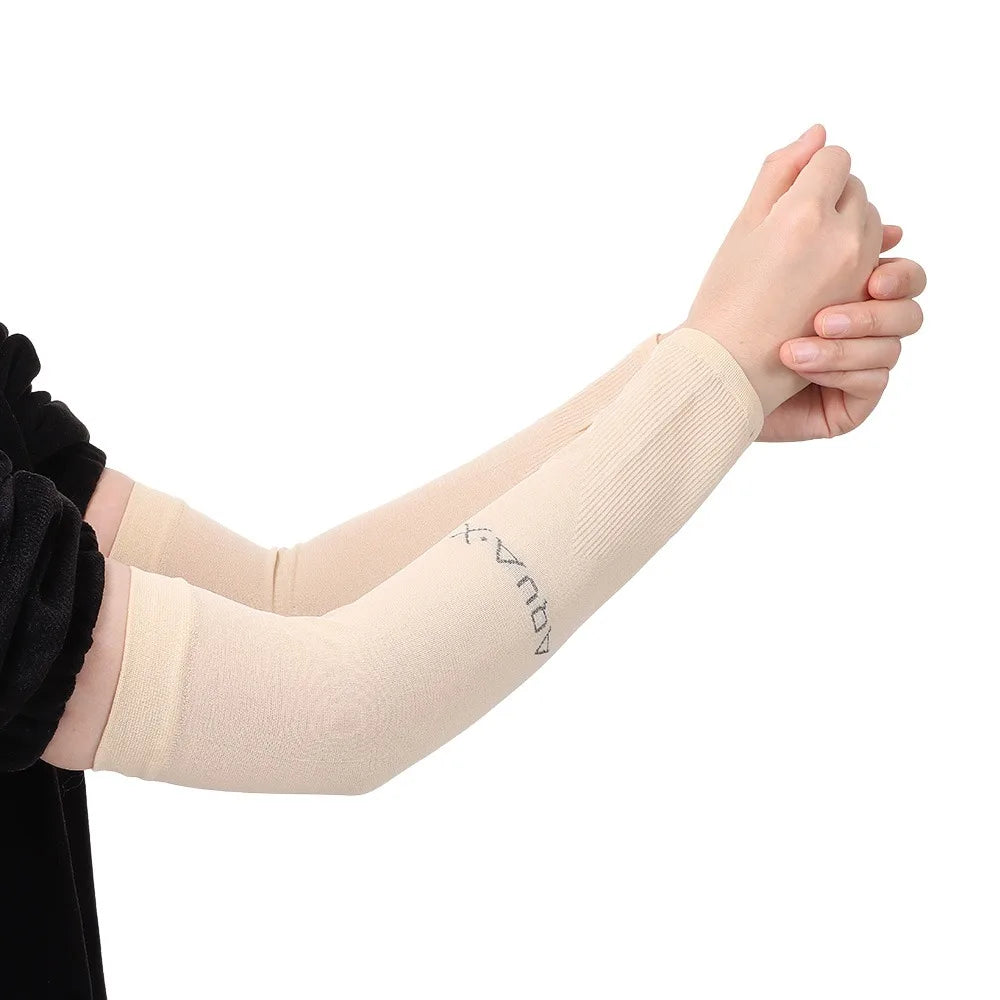 New Breathable Sun Protection Sleeves Summer Cooling Quick Drying Driving Sleeves Anti-UV Elastic Fishing Running Sleeves Oasis Select Nude-Straight Style