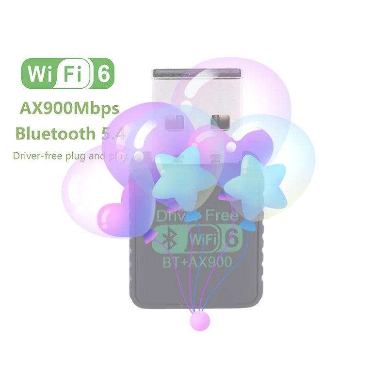 AX900 Driver Free Dual Band 2.4/5GHz Wireless Network Card WIFI6 Bluetooth 5.4 Adapter Dual Band Signal Reception Dongle Oasis Select