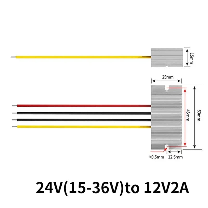 24V to 12V 2A-5A Power Buck Converter Voltage Transformer Waterproof Regulator Reducer Module Power Supply DC Buck Converter Oasis Select 24V to 12V 2A