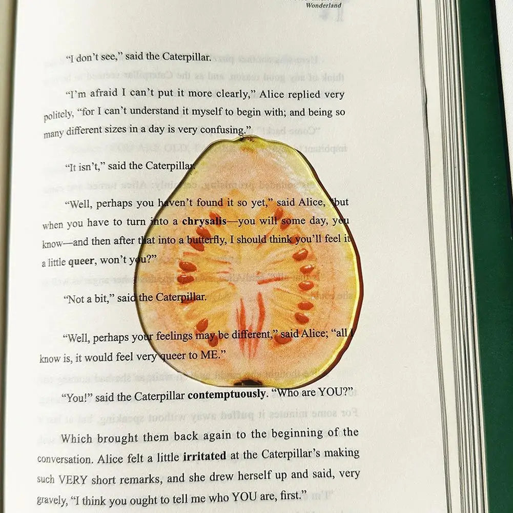 3D Effect Acrylic Fruit Bookmark Cute Translucent Watermelon Orange Page Clips Creative Reading Stationery Gift For Kids Friends Oasis Select Guava
