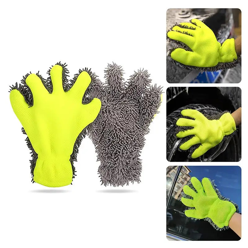 1/2Pcs Car Wash Gloves Microfiber Wipe Car Sponge Free Car Wash Cleaning Coral Velvet Double-Sided Cleaning Tool Oasis Select