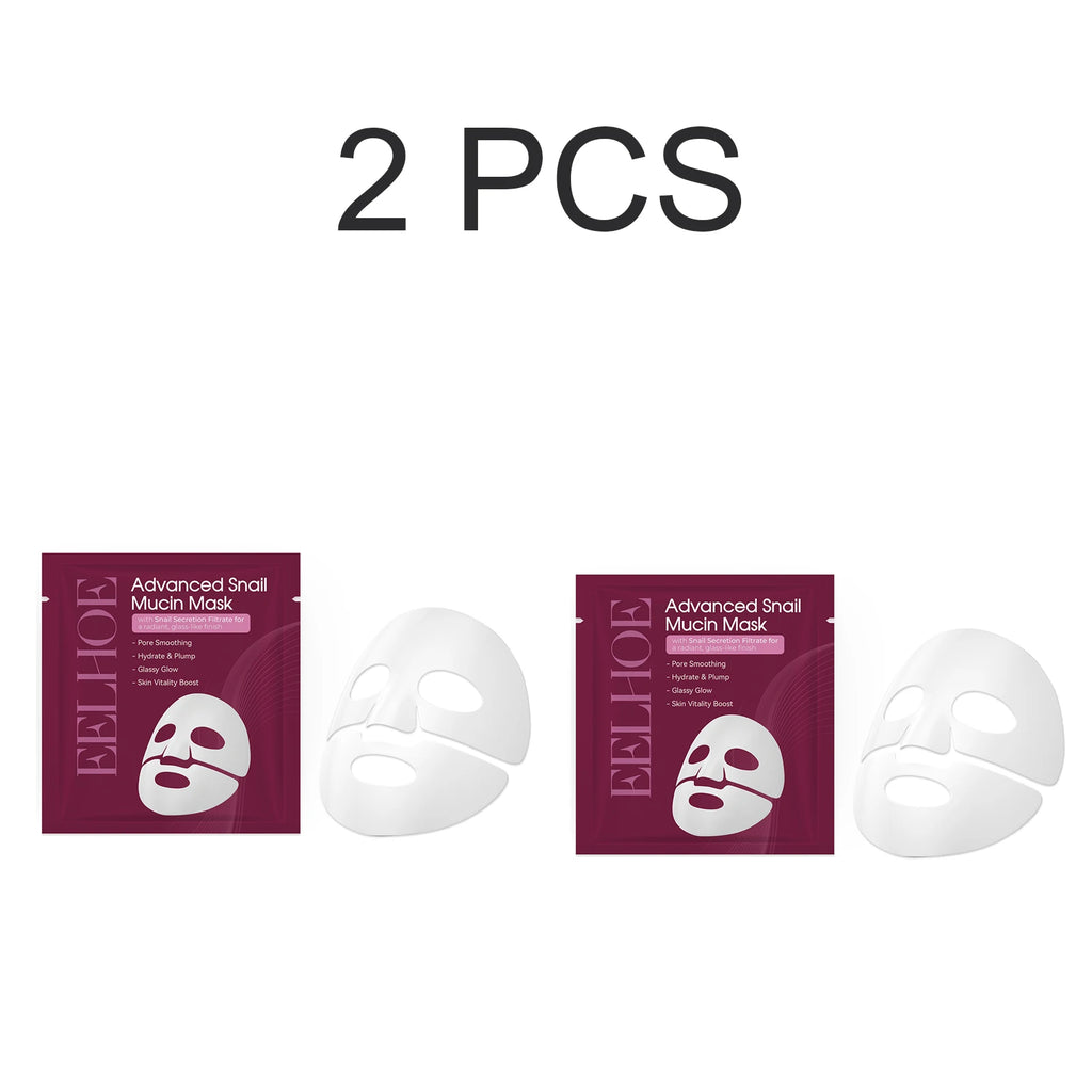 Snail Mucin Face Mask Hydrating Plump Glow Pore Smoothing Sheet Mask Snail Secretion Filtrate Glass Skin Brightens Complexion Oasis Select 2 PCS