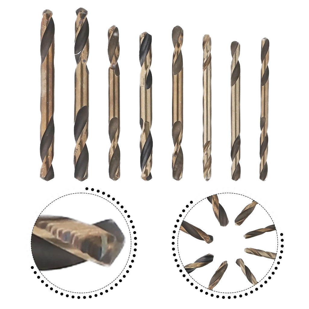 8pcs Double Head Auger Drill Bits Set For Wood Metal Hole Cutting 304 Stainless Steel Iron Wood Drilling 3~5.2mm Drill Bits Oasis Select