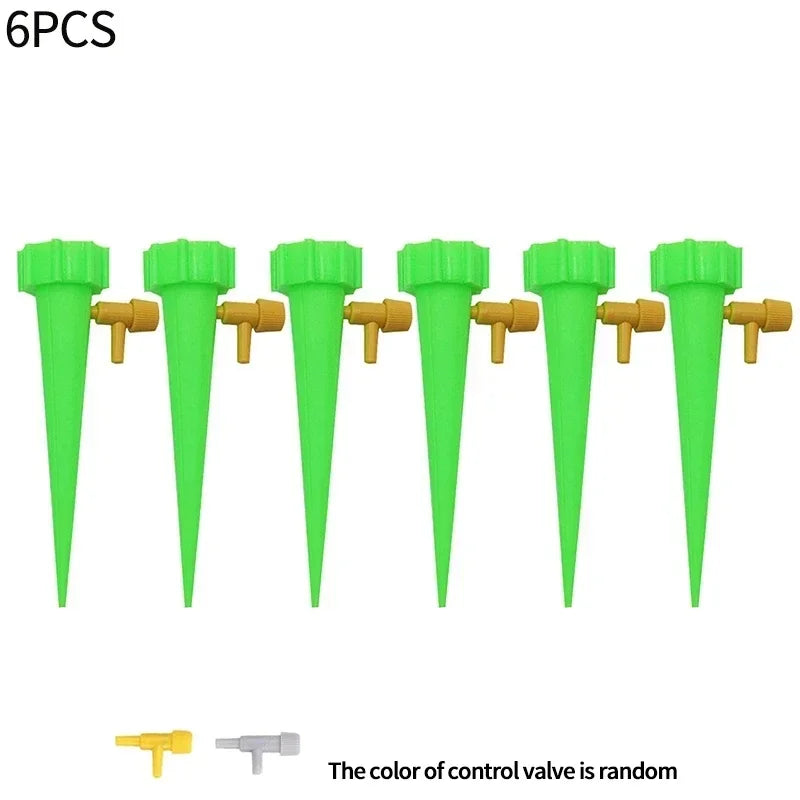 Automatic Drip Irrigation System Self Watering Adjustable for Flower Plants Greenhouse Garden Auto Water Dripper Device Oasis Select 6PCS-Green