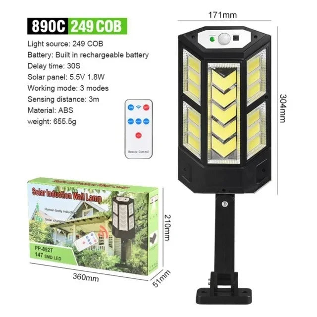 20000LM Powerful Outdoor Solar Lamp 3 modes Motion Sensor External Solar Lamp IPX65 Sunlight Yard Street Solar Outdoor Lighting Oasis Select Style B Big