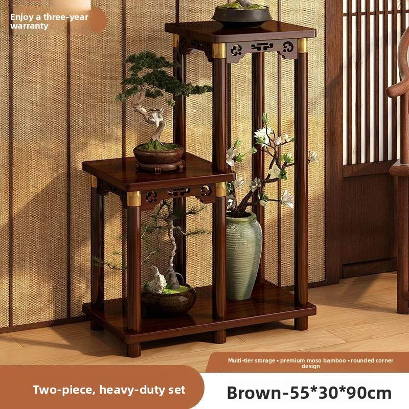 Flower table household living room multi-layer shelf entry door fish tank placed balcony outdoor movable plant flower pot rack Oasis Select Double Combination D