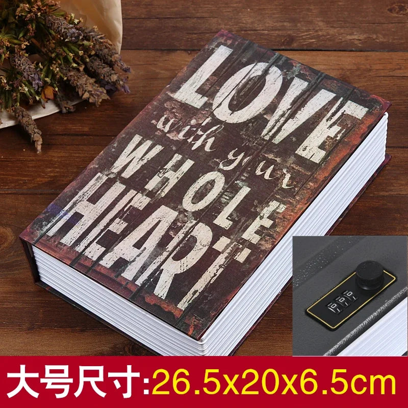 Simulation Book Coin Bank Paper Money Password Box Children Safe Book Storage Box Desktop Storage Box Oasis Select password 6