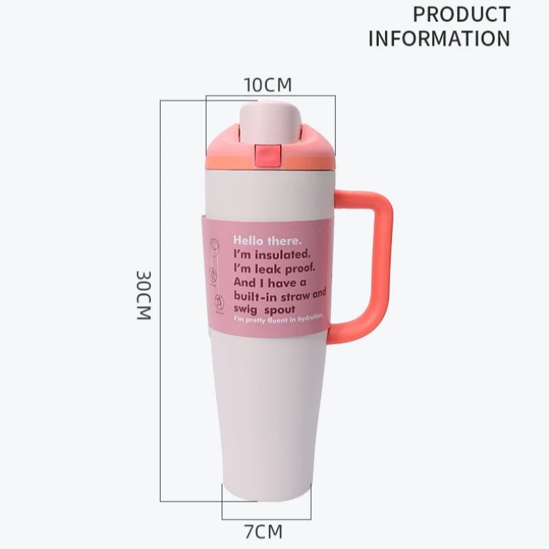 24oz Insulated Tumbler with Handle, Double Wall Stainless Steel Water Bottle, Leak Proof Dual Spout with Built-in Straw Oasis Select