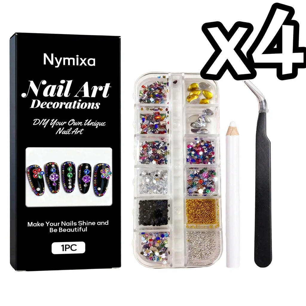 Glitter Art Rhinestone Colorful Popular DIY Nail Decorations Home DIY Nail Art Create Nails Jewelry Diamond Rhinestones 12 Grids Oasis Select Art Rhinestone Setx4