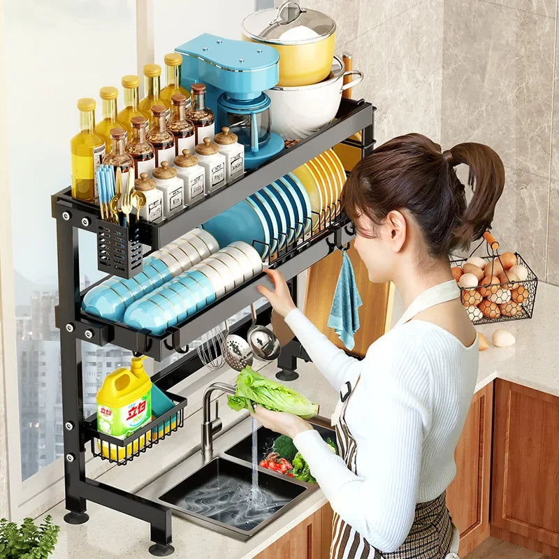Kitchen Sink Shelf Multifunctional Dish Rack Drain Rack Countertop Dish Rack Storage Rack Sink Storage Oasis Select