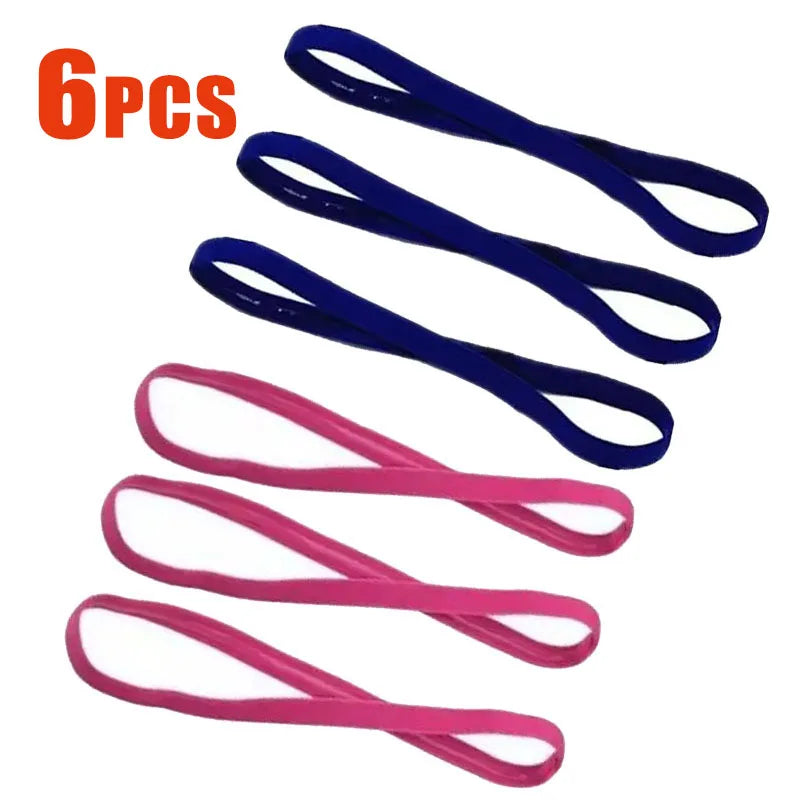 6/3Pieces Solid Thick Non-Slip Elastic Sports Outdoor Headbands Hair Headbands Exercise Hair Bands Sweatbands for Women for Men Oasis Select 6pcs Mix 1