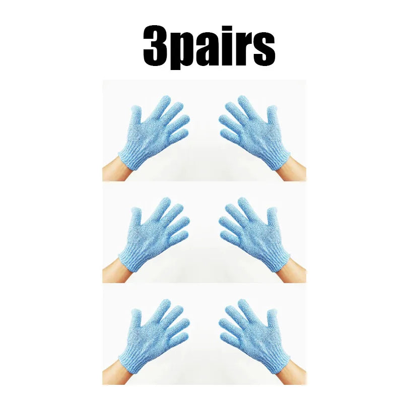 1/2/3pairs Body Cleaning Gloves Washcloth Soft Brush Home Hotel Bathroom Shower Ball Back Scrubber Exfoliating Skin Bath Gloves Oasis Select 3pairs blue