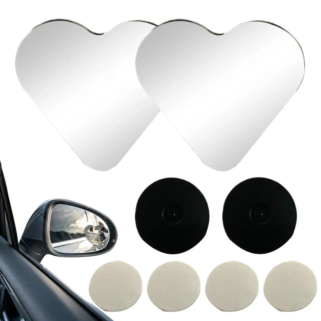 Blind Spot Mirrors 2 Pieces Heart Shaped Rearview Convex Mirror Removable Adjustable Safety Assist Glass Wide Angle Auto Parts Oasis Select