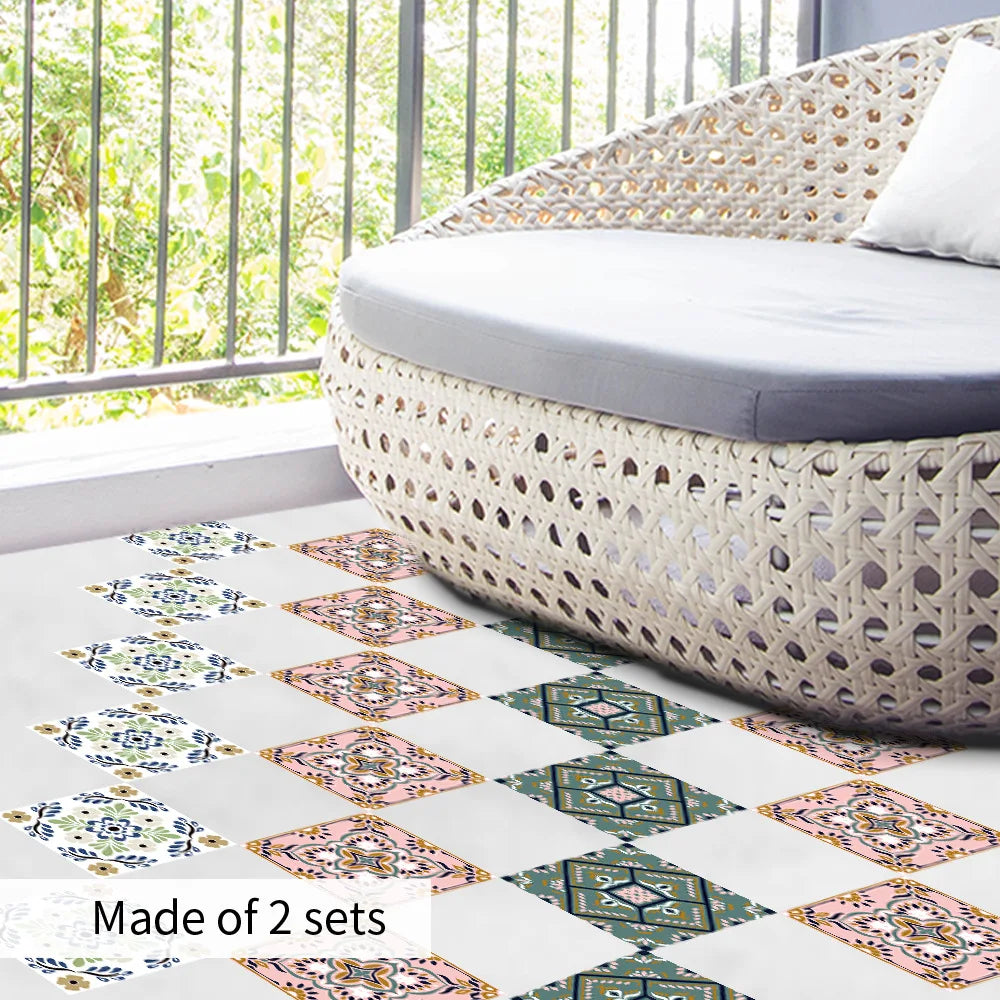 20*20cm Nordic Style Floor Tile Stickers Waterproof Anti-slip Wall Decals Home Decor for Bathroom Kitchen Oasis Select