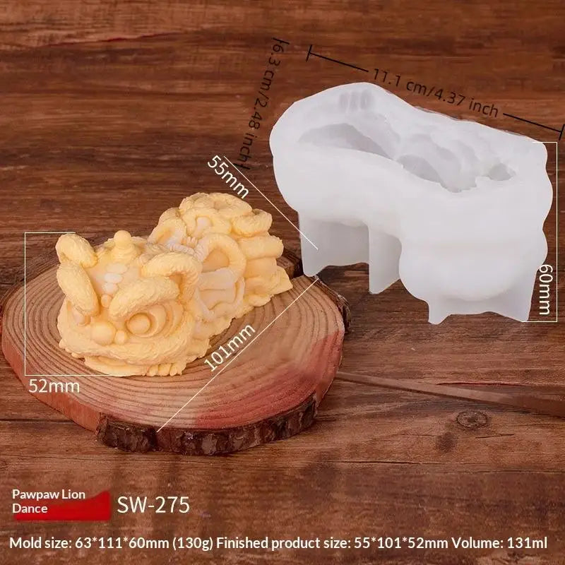 3D Milk Jelly Silicone Cake Mold Lion Dance Pig Pudding Mould for Home Baking Dessert Decoration Accessories Oasis Select