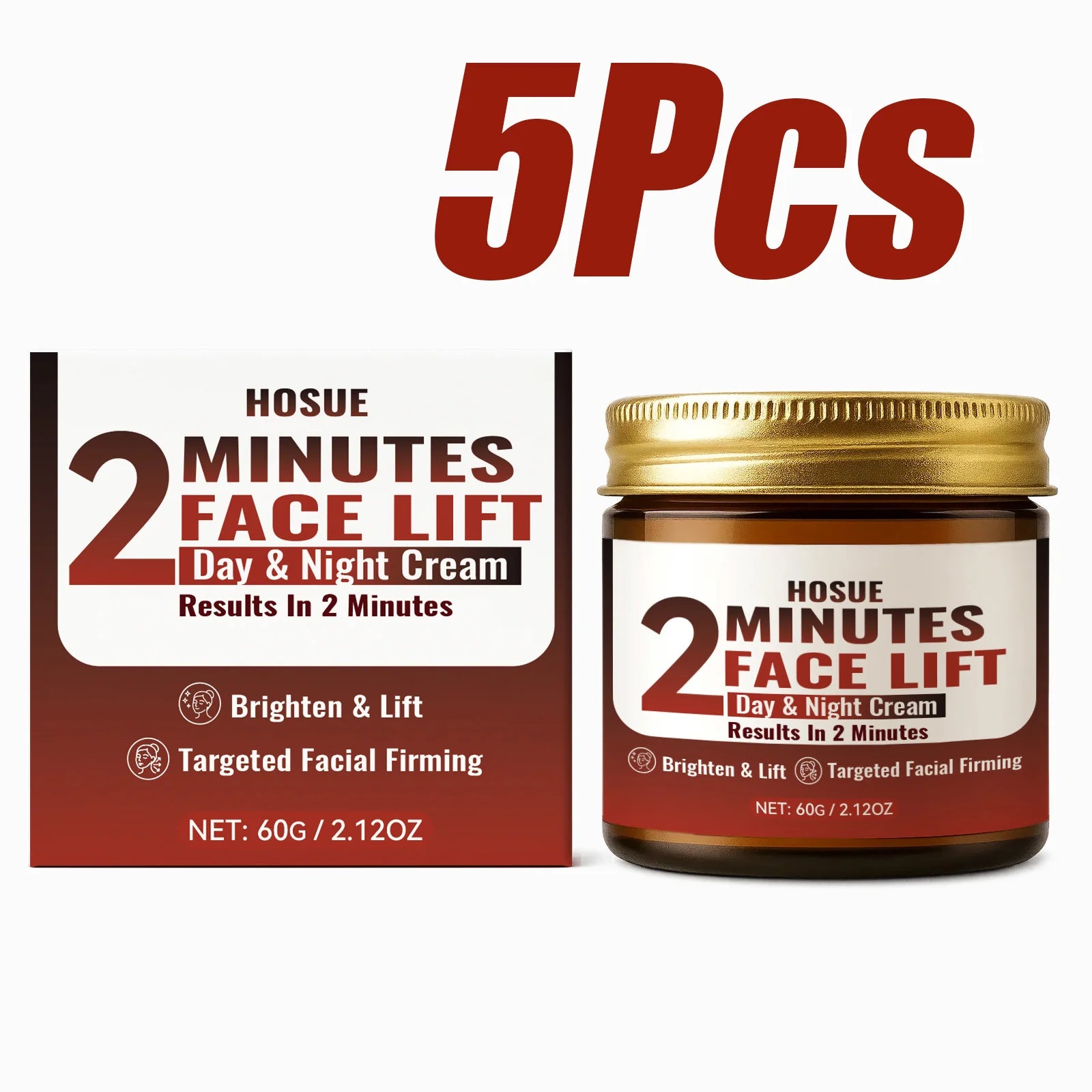 Facial Lift Day & Night Cream – Retinol, Collagen & Hyaluronic Anti-Aging Face Cream Oasis Select 5 x 60g Boxed