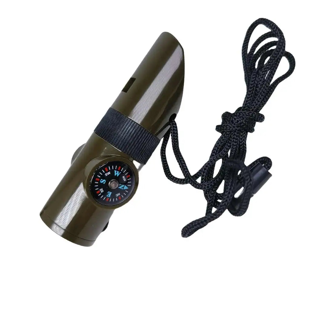 7-in-1 Survival Whistle with LED Light Compass Thermometer Essential Emergency Safety Gear For Outdoor Hiking Camping Adventures Oasis Select