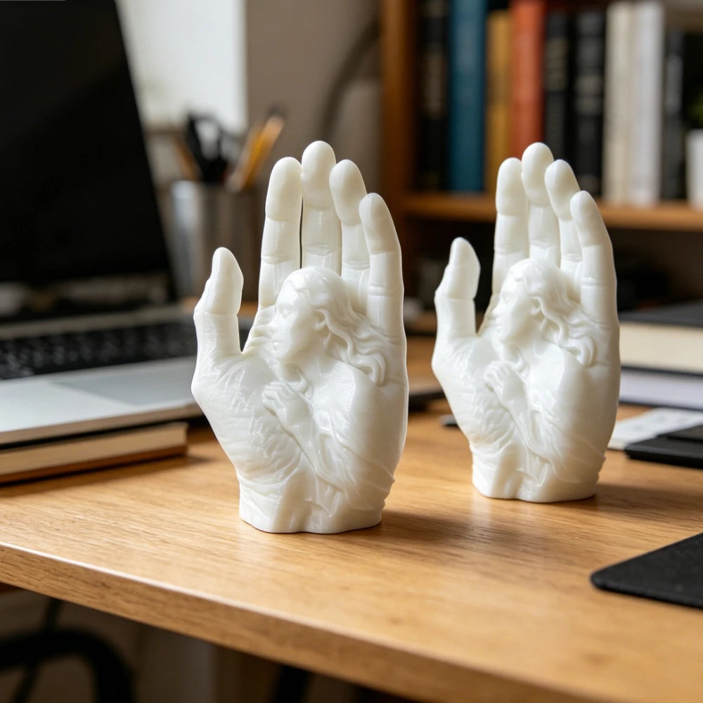 Modern Hand with Woman Figurine Minimalist Art Sculpture Abstract Statue Craftwork Ornament for Home Office Desktop Decor Gifts Oasis Select