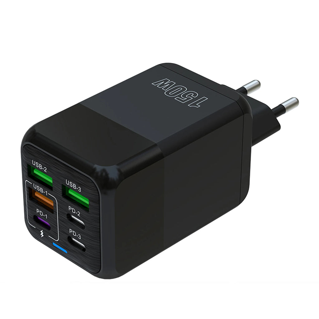 150W 6-in-1 Fast Charger | 3 USB + 3 USB-C PD Ports