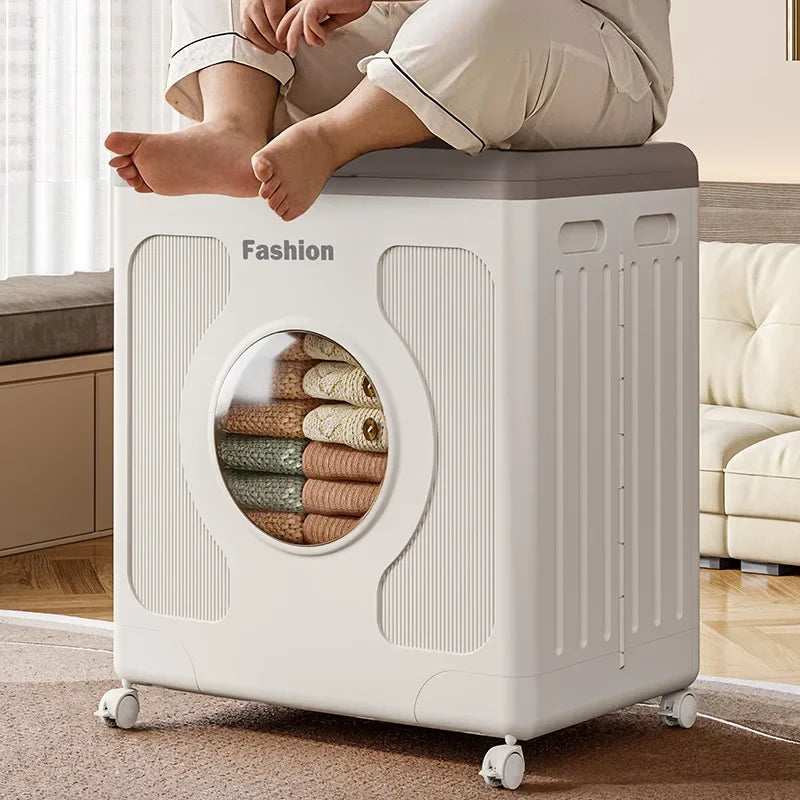 160L large-capacity storage box, multi-functional clothing folding storage box with wheels, household plastic clamshell Oasis Select