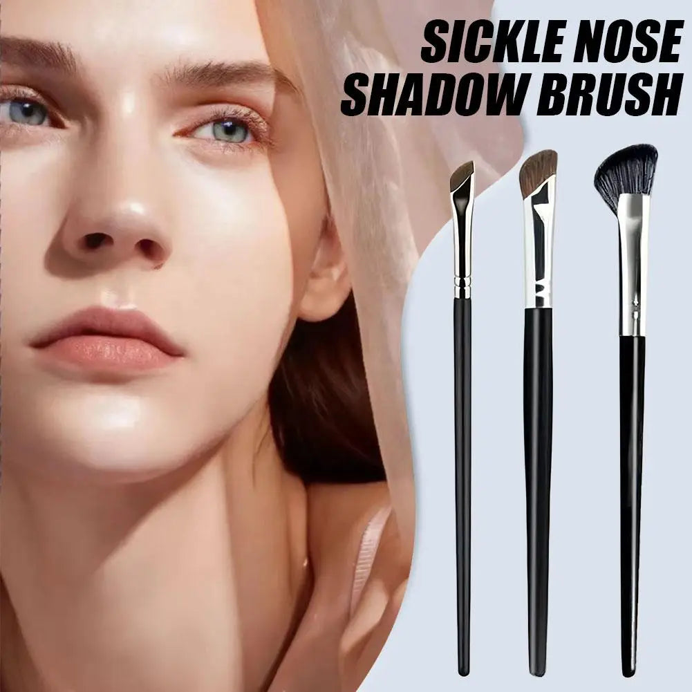 3PCS Nose Brush Set Nose Contour Brush Sculpting Half Fan-Shape Nose Shadow Brush Angled Concealer Brush Under Eye Cosmetics Oasis Select