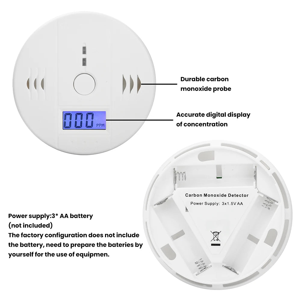 Carbon Monoxide Alarm Smoke Alarm Co Detector LCD Display Alarm Home Wireless Toxic Gas Leak Detector Fire Sound Alarm Oasis Select