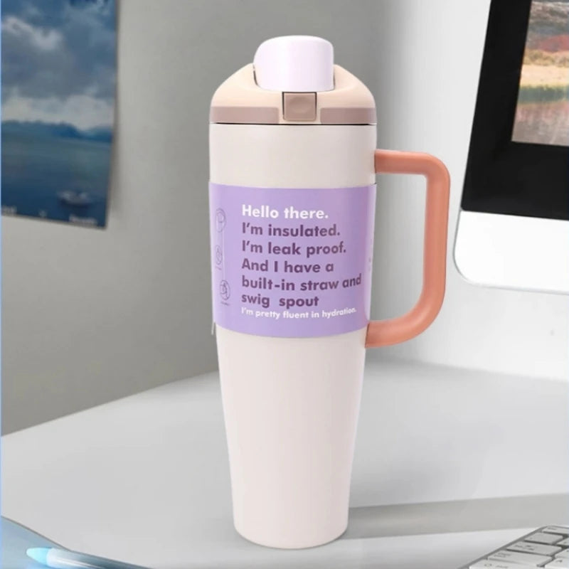 24oz Insulated Tumbler with Handle, Double Wall Stainless Steel Water Bottle, Leak Proof Dual Spout with Built-in Straw Oasis Select