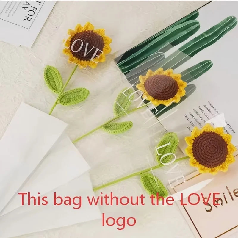 3Pcs Sunflower Hand Woven Bouquet Creative Wool Knitting Flower Sunflower Decorations Teachers Day Mother S Day Birthday Gift Oasis Select