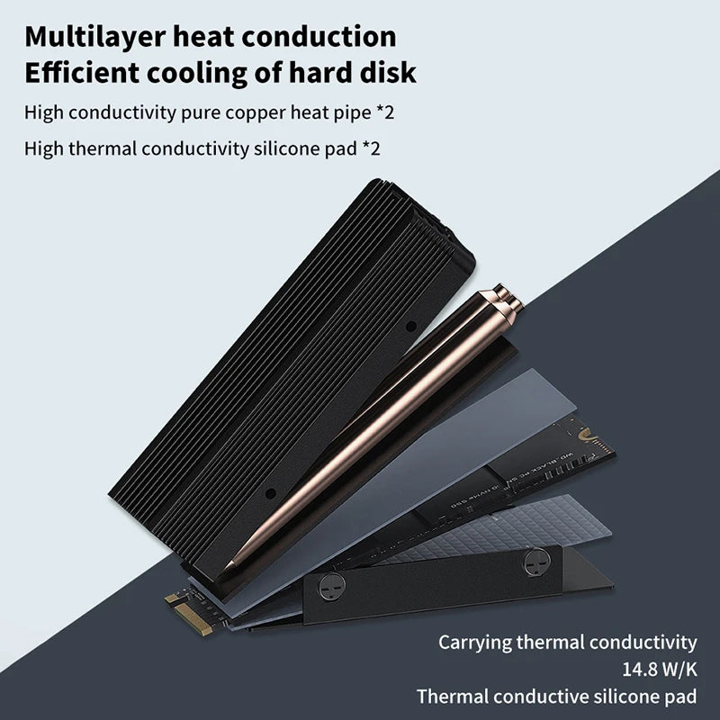All-Aluminum Grilled Vest M.2 SSD-V3 2280 Solid State Drive; High-Efficient NVME with Dual Heat Pipe for Gamers. Oasis Select