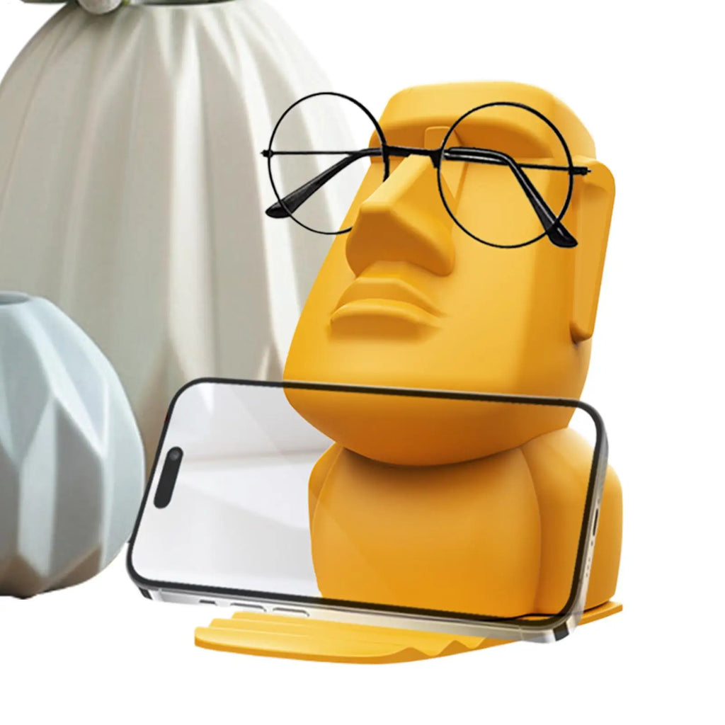 Funny Eyeglass Holder Easter Island Sculpture Sunglass Holder Home Table Ornament Sculpture Multifunctional Mobile Phone Cradle Oasis Select
