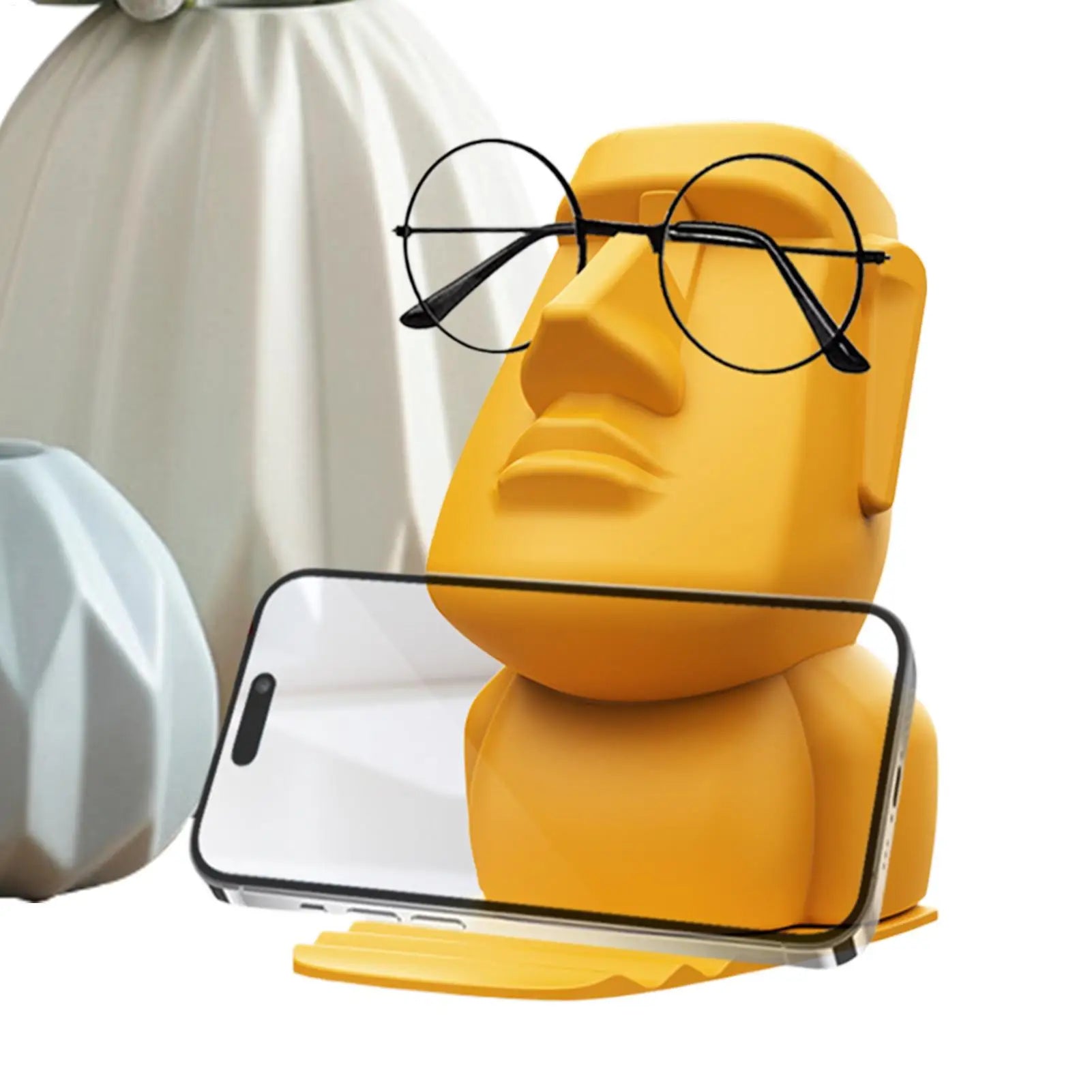 Funny Eyeglass Holder Easter Island Sculpture Sunglass Holder Home Table Ornament Sculpture Multifunctional Mobile Phone Cradle Oasis Select