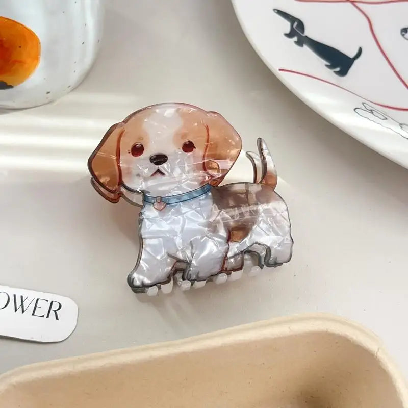 Puppy Dog Hair Claw Clips | Cartoon Acrylic Shark Clips Hair Claw Clip Oasis Select A1