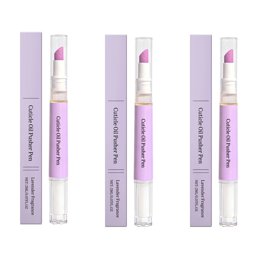 2-in-1 Cuticle Oil Pusher Pen | Lavender Nail Care Tool Cuticle Care Pen Oasis Select 3Pcs